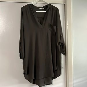 🍇 chiffon blouse olive green sheer size large